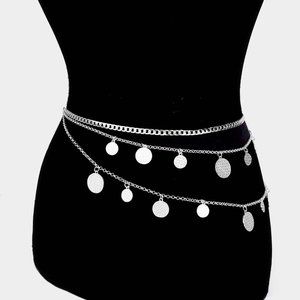 3 Row Chain Round Charm Waist Belly Belt